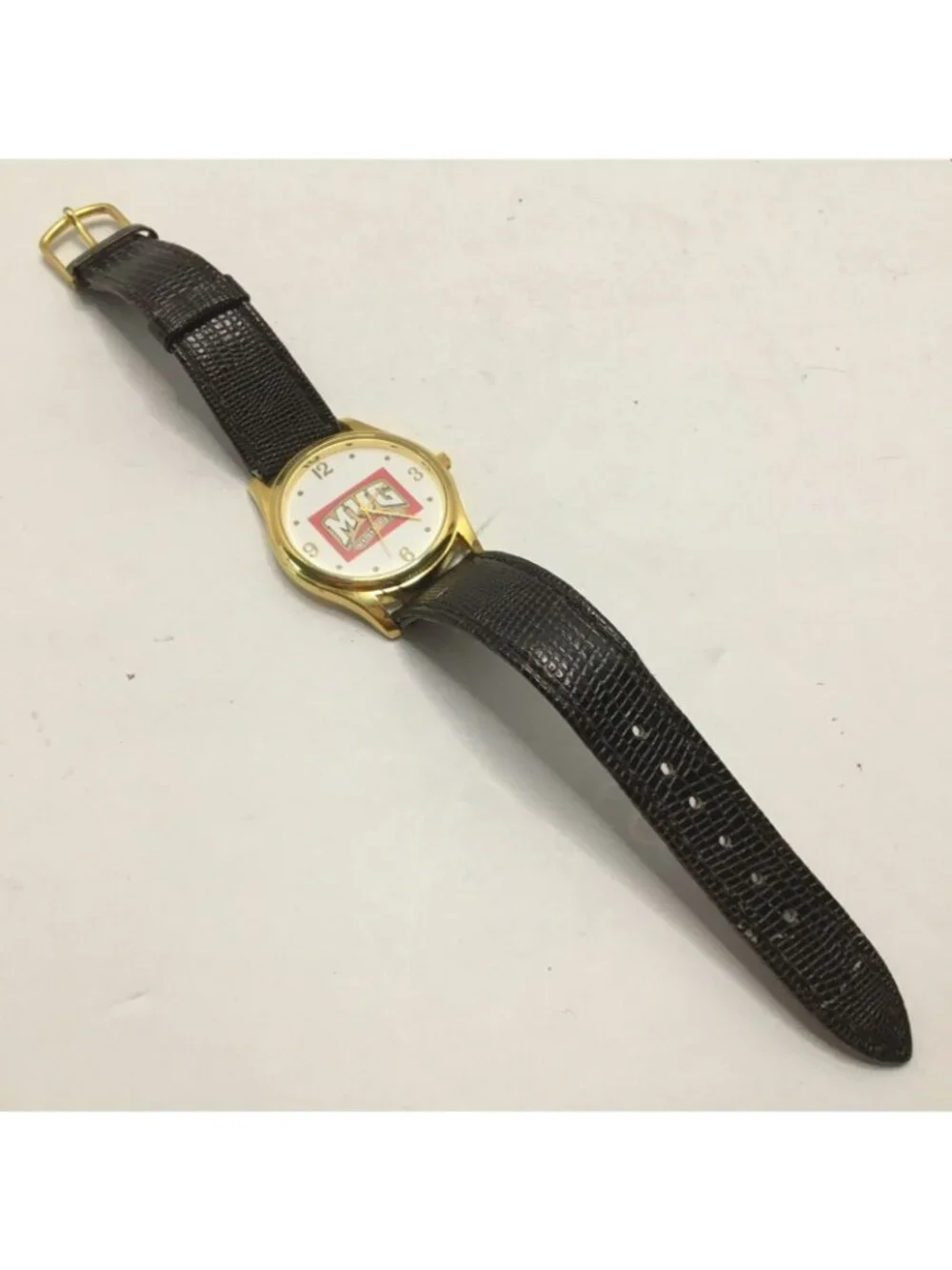 Mug Rootbeer Promotional Watch Gold Tone Leather Band